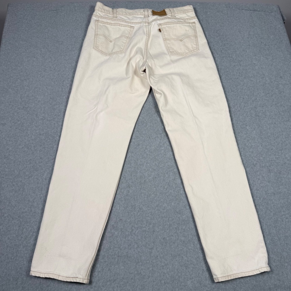 Vintage 90s Levis 540 Jeans 36x32 Cream Off White Leather Tab Relaxed Straight